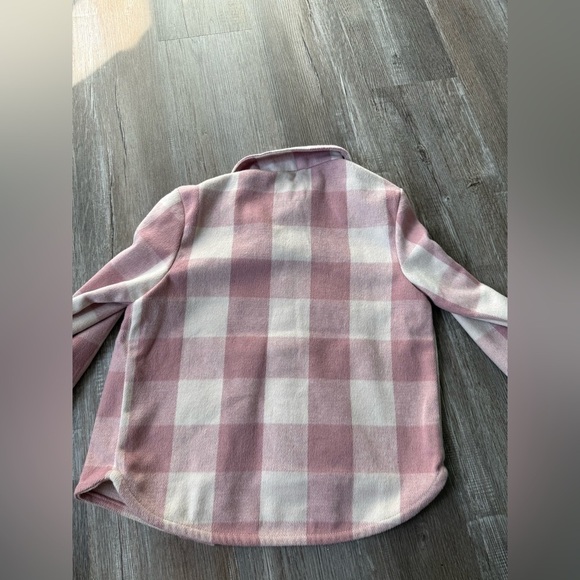 Old Navy Pink White Plaid Flannel Shacket Jacket Comfy Warm Size S 6 7 - Picture 7 of 8